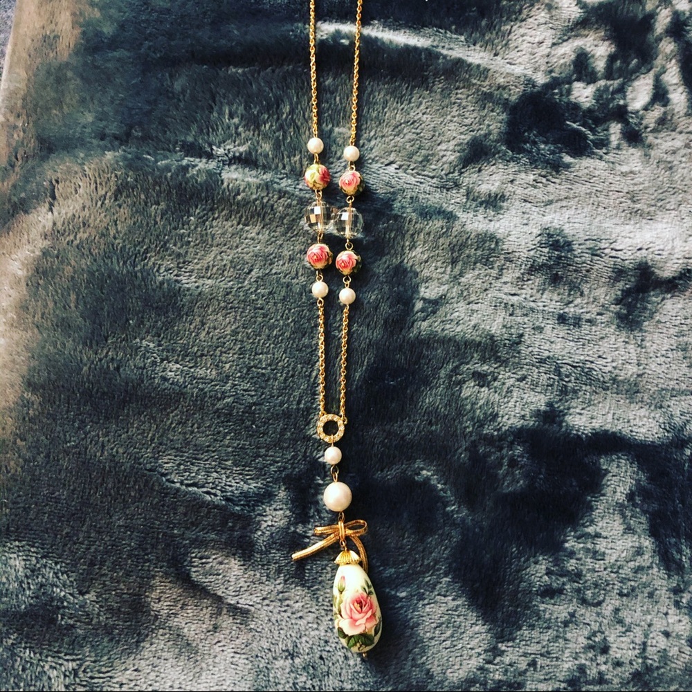 My Flat in London Floral Pearl Long Necklace